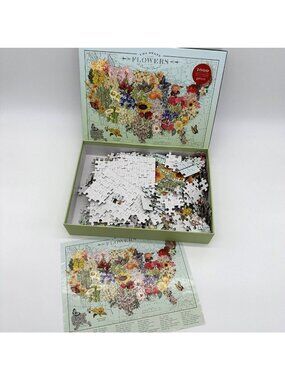USA State Flowers 1000 Piece Jigsaw Puzzle Galison Beautiful Bouquet Floral Map